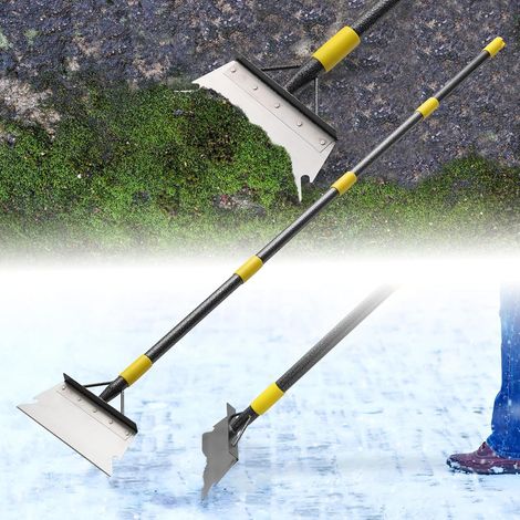Pelle de nettoyage avec manche de 165 cm, outil de désherbage, pelle de jardin plate multifonctionnelle, pour désherber, gratter et enlever la glace (1/5)