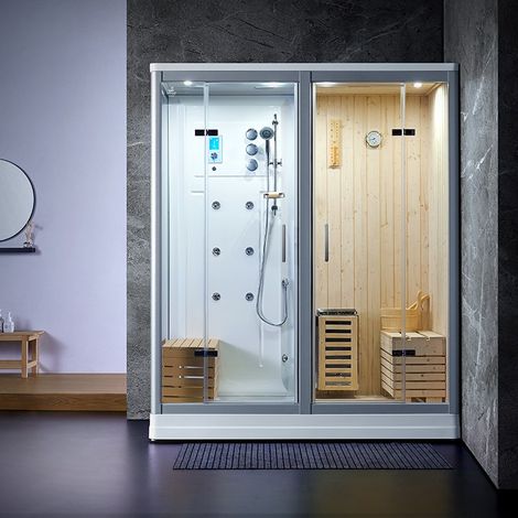 Sauna Douche Hammam Boreal® SH180-D Blanc droite (1/5)