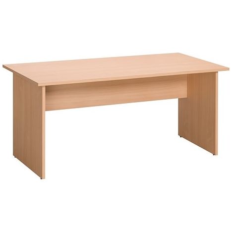 Bureau droit hêtre L 160 cm piétement plein bois - O-line 2 - Maxiburo (1/4)