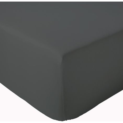 Drap housse en percale de coton uni PASSION PERCALE Bonnet de 40 cm 180x200 cm (1/5)