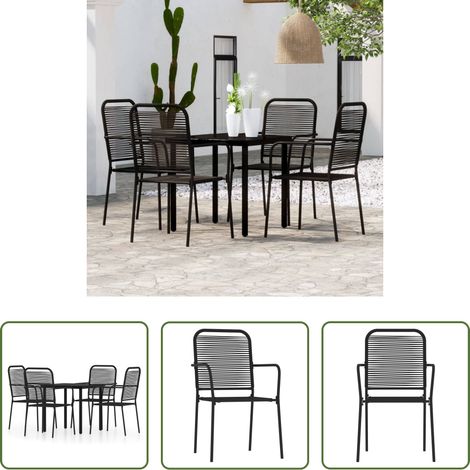vidaXL Chaises de jardin - Ensemble à manger de jardin 5 pcs Noir (1/5)