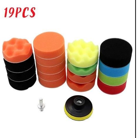 19pcs -Kit de tampons d'éponge de polissage pour voiture,22-19-7 pièces,tampons de polissage,pour polisseuse,outils et accessoir (1/4)
