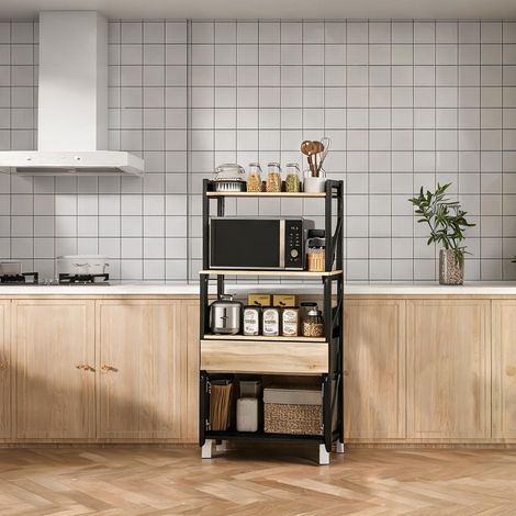 Buffet coloris noir en panneau de particules 60 x 40 x 131 cm (1/5)