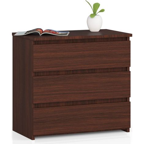 Mesita de noche AKORD CL3 Wenge 60 cm 3 cajones frente en color color Wenge 60x35x57 cm (1/5)