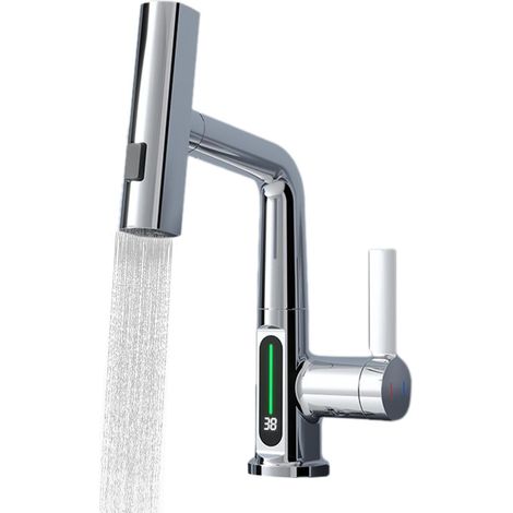 WASCHTISCHARMATUR mit Lift-Ablauf, Digitalanzeige, Chrom
