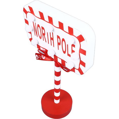 Weihnachtsschmuck „Stop Here“ aus robustem Metall und Holz mit LED-Beleuchtung, filigraner Weihnachtsmann als Baumschmuck für die Weihnachtsfeier, rechteckig, 15,8 x 8 x 28,5 cm (1/5)