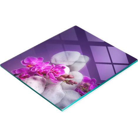 Tabla de cocina de vidrio templado con dise帽o decorativo de orqu铆deas, 60x52 cm. (1/5)