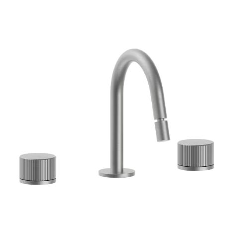 Batteria bidet Steel Looking, con canna fissa Paffoni serie Jo JO119ST Ottone - Steel looking (1/2)