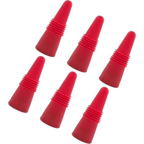 6 bouchons de vin, inox/silicone, blanc, étanche, bar, cuisine (1/5)