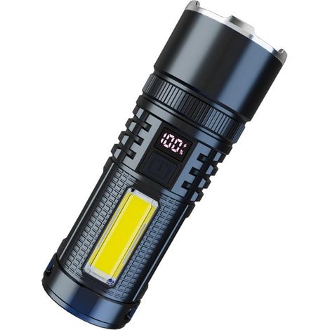 Nuevo producto: linterna de largo alcance, potente luz exterior, zoom LED recargable, pantalla digital, linterna láser blanca. (1/4)