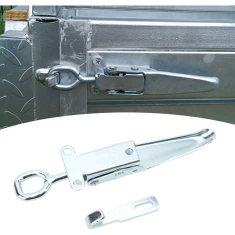 (Vidéo disponible) 1 jeu de verrou de porte de remorque robuste avec ressort et plaque de montage, compatible avec les remorques, caravanes et camions. (1/5)
