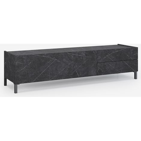 Mobile TV design Made in Italy con cassetti top effetto marmo Alvea - Effetto marmo nero