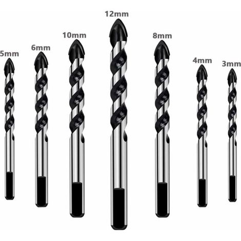 7 pieces foret set pour carrelage, verre, béton, pierre, brique, carreaux, ceramique et miroirs(3mm 4mm 5mm 6mm 8mm 10mm 12mm) (1/5)