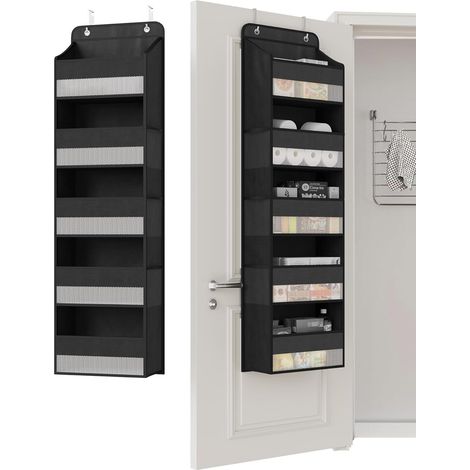 Organisateur de porte - Rangement - 5 niveaux avec 11 poches - Organisateur de garde-robe (Noir) 1 pièce (1/5)