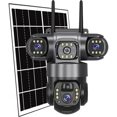 V380 Pro 15 MP Outdoor-Solarkamera, Dreifachobjektiv, 4G IP-Sicherheit, 360°-Panoramablick, PIR-Bewegungserkennung, Nachtsicht, Videoüberwachung (4G CAM 64G-Karte)