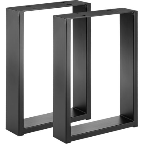 PrimeMatik - Pieds rectangulaire de petite table et banc en acier 300 x 80 x 430 mm 2-pack, tubes 80 x 20 mm (1/5)