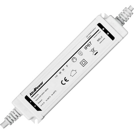 Alcapower Alimentatore Switching LED 24V 60W 2.5A IP67 Impermeabile per Illuminotecnica professionale, compatto e resistente agli agenti atmosferici