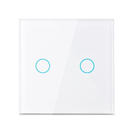 Interruttore tattile bianco a 2 vie, 86 mm x 86 mm x 35 mm, un interruttore puramente tattile con pannello in vetro, interruttore per illuminazione. (1/5)