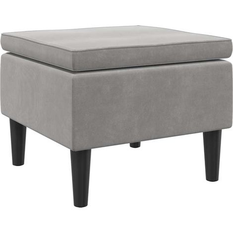 vidaXL Taburete con patas de madera y terciopelo gris claro (1/2)