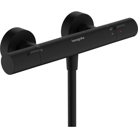 Mitigeur de douche thermostatique avec EcoStop+, Robinet de douche apparent avec arrêt de sécurité à 40°C, Thermostat 1 sortie, Noir mat, 13324670 (1/5)