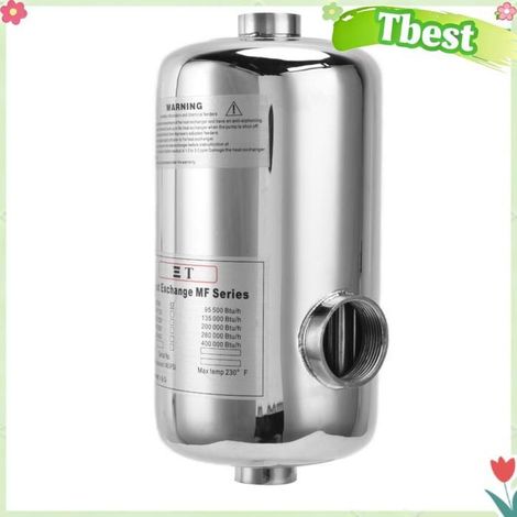 Tbest Chauffe-piscine Thermostat échangeur de Chaleur de Piscine 25 Kw Limiteur de Débit Intégré Spécialement jeux brassard (1/5)