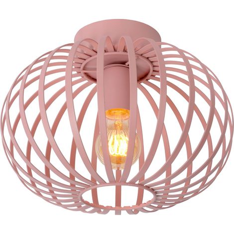 Plafonnier Lucide Merlina rose métal Ø30cm E27 40W (1/5)