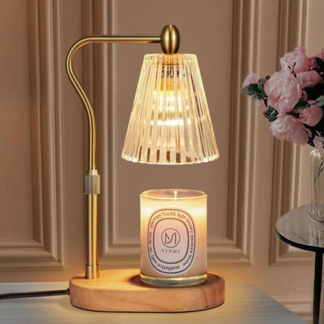 QORVA-Chauffe-bougie électrique, lampe parfumée avec minuterie et variateur, chauffe-bougie électrique, chauffe-bougie parfumé en verre vintage, maison, chambre, décoration (doré) [Classe énergétique