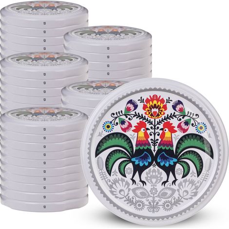 KADAX Deckel fi82 10er-Pack Muster Rooster Folk