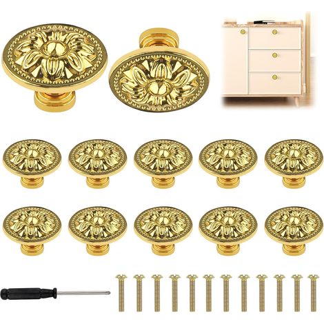 12 Piece Poignee de Meuble Cuisine, 30mm Bouton de Meuble(Doré) (1/5)
