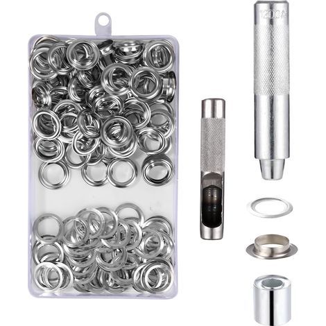 AIDUCHO Ösenwerkzeug-Set, 14 mm Innendurchmesser, 100-teiliges Set für Planen, Vorhänge, Schuhe, Taschen (1/5)