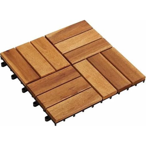 Carreaux de sol pour terrasse, 30 pièces, marron, 30 x 30 cm, bois d'acacia. (1/5)