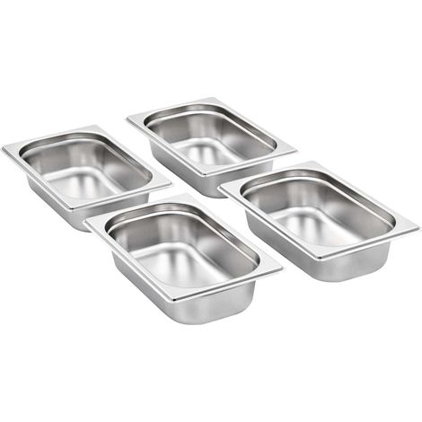 vidaXL Bandejas Gastronorm 8 unidades GN 1/4 65 mm acero inoxidable (1/2)