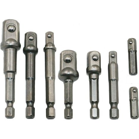 Juego de 8 adaptadores de vaso para destornillador de impacto, puntas de extensión de 1/4", 3/8" y 1/2" para herramientas eléctricas manuales. (1/5)