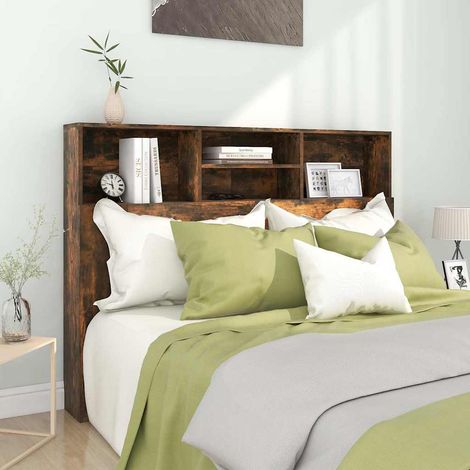 vidaXL Mueble cabecero color roble ahumado 140x19x103,5 cm (1/5)