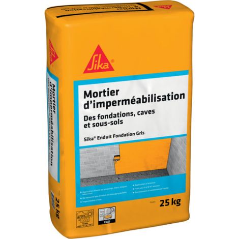 Sika – Enduit d'imperméabilisation pour fondation et cave – Imperméable à l'eau – Excellente adhérence – Gris ciment – 25kg