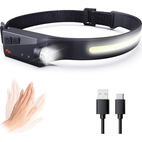 Lampe frontale LED rechargeable, lampe frontale pour adultes en plein air/camping/course (1/5)