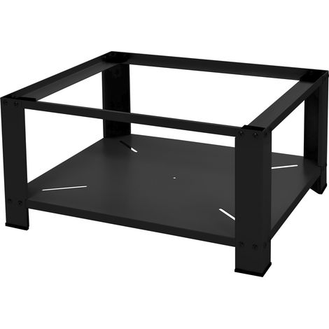 Ml-Design – Socle pour machine à laver avec étagère en acier noir – Dimensions 63x54 cm – Charge max 150 kg – Pieds antidérapants pour stabilité (1/5)
