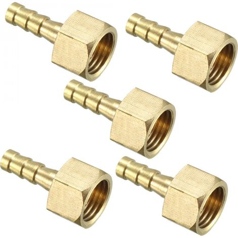 5pcs Raccord cannelé tuyau en laiton barbelé 6mm barbelé X G1/4 tuyau femelle Adaptateur connecteur (1/4)