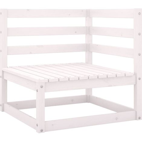 INLIFE Salon de jardin 2 pcs avec coussins Blanc Bois de pin massif (1/5)