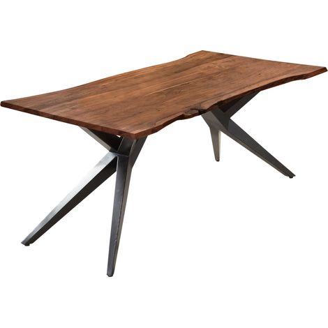 Esstisch Baumkante Akazie nussbaumfarben 240 x 100 cm Airloft-Metallgestell schwarz CONNI (1/5)