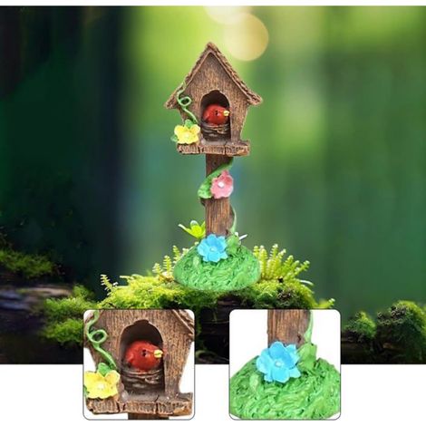 Nichoir Miniature - Résine - Décoration Aquarium Jardin Intérieur - Ornement Polyvalent pour Micro-Potager - 1 Pièce (1/5)