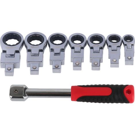 clé à cliquet[Jeu de Cliquets Articulés à 180°] + [Pour Serrage de Tube et Maintenance] + [8 Pièces en Alliage Métallique] (1/5)