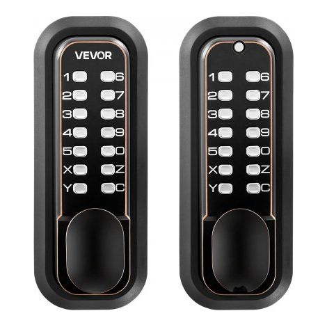 Cerradura de Código Mecánica de Doble Cara con Teclado, 4 a 7 Dígitos sin Llaves, Aleación de Zinc, con Bloqueo Automático, Pomo, Husillos para Puertas 35 a 65 mm, Entrada Garaje Jardín Exterior (1/5)