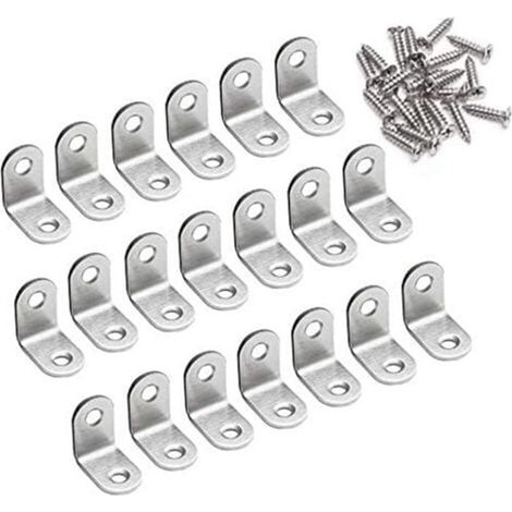Équerre de Fixation - KZQ - 20pcs - Acier Inox - 20x20x16mm - 2mm d'Épaisseur