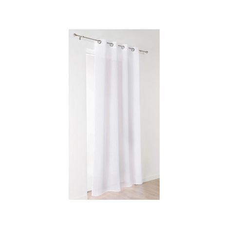 Homemaison – Voilage léger aspect lin blanc 140x240 cm – 8 œillets ronds en métal argent – Laisse passer la lumière tout en préservant l'intimité (1/3)