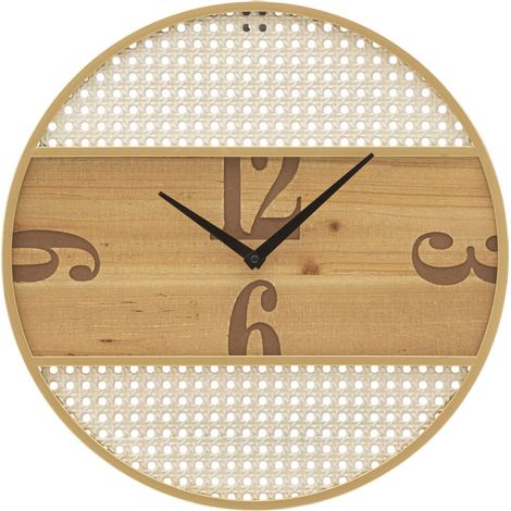Orologio da parete Fuji con inserti in paglia di Vienna e legno (1/5)