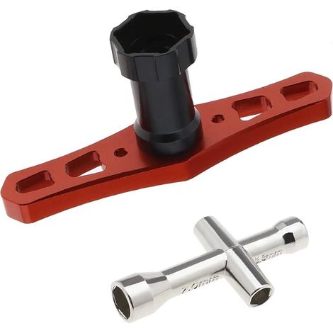 2pcs 17mm Hex Socket Wrench and 4/5/5.5/7mm Cross Wrench Repair Tool for 1/8 RC Car (1/5)