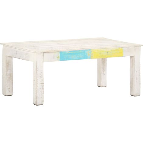 Couchtisch Weiß 110x60x45 cm Massivholz Mango