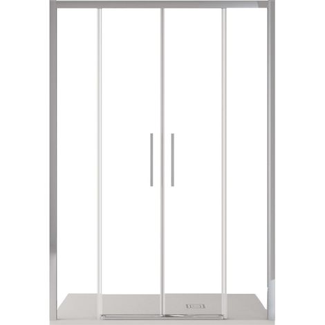 Porta Parete Doccia 2 Ante Scorrevoli in Cristallo Trasparente 6mm H195 Bonussi Vivian 140 cm (1/5)