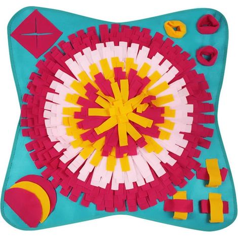 Jouets interactifs en peluche pour chiots, destinés à distribuer des friandises, tapis à mâcher et à renifler en forme de fleur, parfaits pour occuper et divertir les chiens. (1/4)